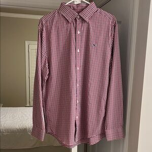 Men's Red Checkered Vineyard Vines Button Down Shirt